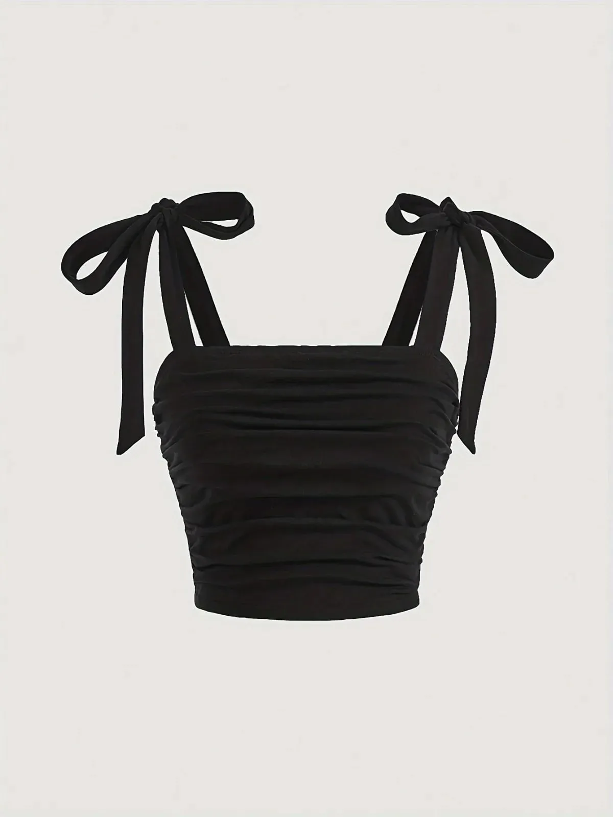 Chắc Chắn Thắt Vai Vải Xếp Dây Đeo Rộng Slim Fit Crop Top Nữ Mùa Hè 2025 Y2K Quần Áo Hồng Hở Lưng Cami Top Dạo Phố — image 14