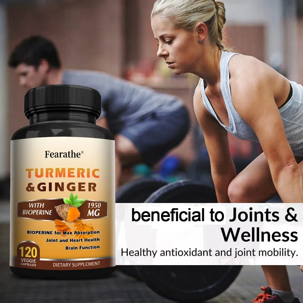 Capsule di curcuma biologica da 1500 mg con zenzero e pepe nero che supportano il sistema digestivo e immunitario dei muscoli articolari e il benessere — image 4
