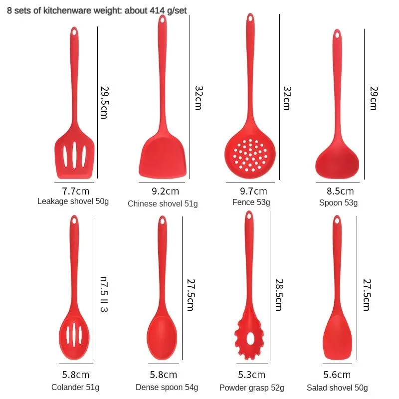 8ps ครัวเรือนเครื่องครัวซิลิโคนสีดำชุด 8 ชิ้นจีนช้อนสปาเก็ตตี้สลัดสปาเก็ตตี้สปาเก็ตตี้สปาเก็ตตี้,ช้อนข้าว, — image 25