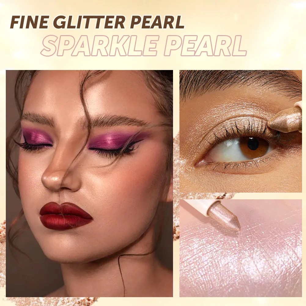 1 adet parlak şampanya Eyeliner kalem Glitter göz farı yalan ipekböceği kalem su geçirmez güzellik kozmetik kadın makyaj — image 4
