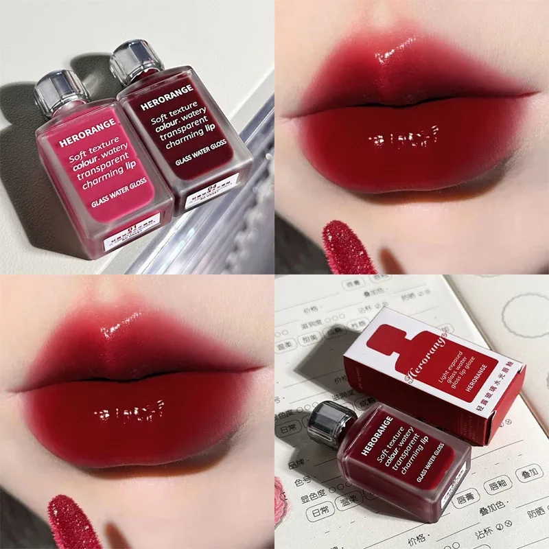 Water-Glow Mirror Lip GLOSS Long Lasting Moisturizing Hydrating Lip Tint แต่งหน้า Skin-Brightening ลิปสติกผู้หญิงเกาหลีเครื่องสำอาง