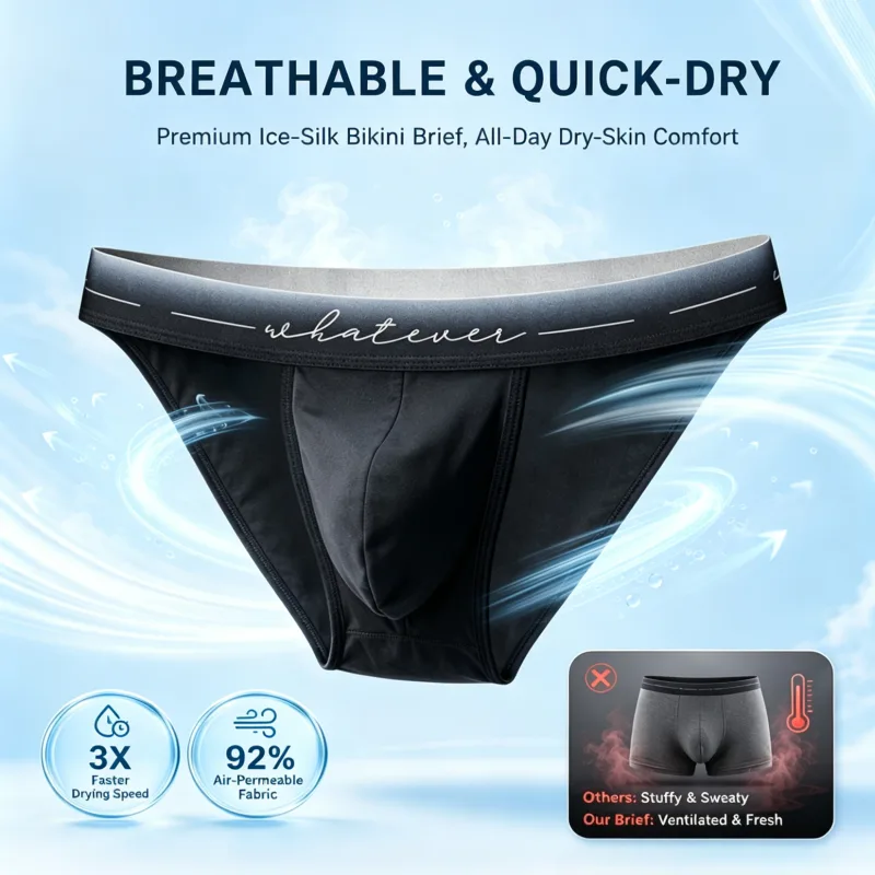 Hommes Glace Soie Coupe Haute Slip Imprimé Évacuant L'humidité Respirant Sous-Vêtements Athlétiques pour Bodybuilder Gym Usage Quotidien 1/3 Pièces Ensemble — image 4