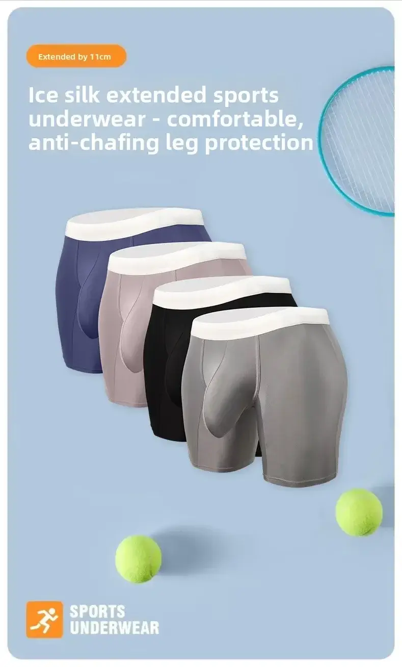 Herren-Boxershorts aus Eisseide, tiefer U-Konvexbeutel, atmungsaktiv, kühl, schnell trocknend, Sport-Laufunterwäsche, Anti-Scheuern, nahtlose Unterhose — image 6