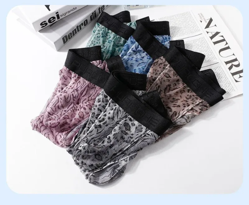 Separate Dual-Pouch-Slips für Herren, Sommer-Eisseide, durchsichtige Höschen, atmungsaktives Mesh, Leopardenmuster, für Reisen, schnell trocknende Unterwäsche — image 10