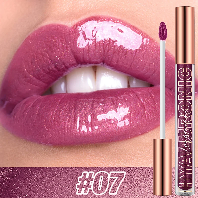 Pearlescent Glitter Plumping Lip GLOSS Diamond Glitter Nude สีชมพู Liquid ลิปสติก SHINY Glass กันน้ำเซ็กซี่ Lip Tint Lip Makeup — image 3