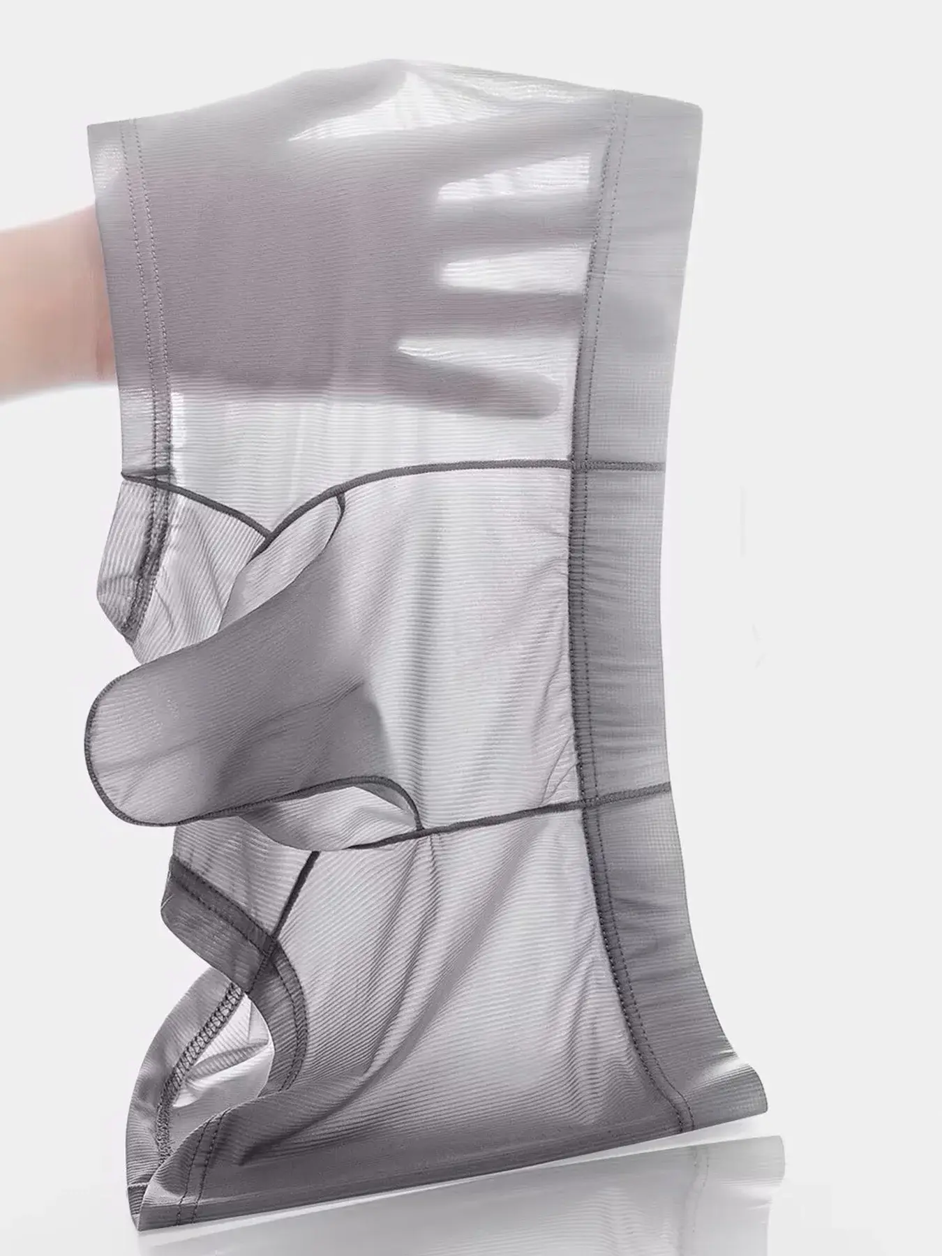 Slip boxer trasparenti Intimo sexy da uomo Mutande ultra sottili Vedi attraverso mutandine di seta ghiacciata Pantaloncini di lingerie lisci e lucidi — image 11