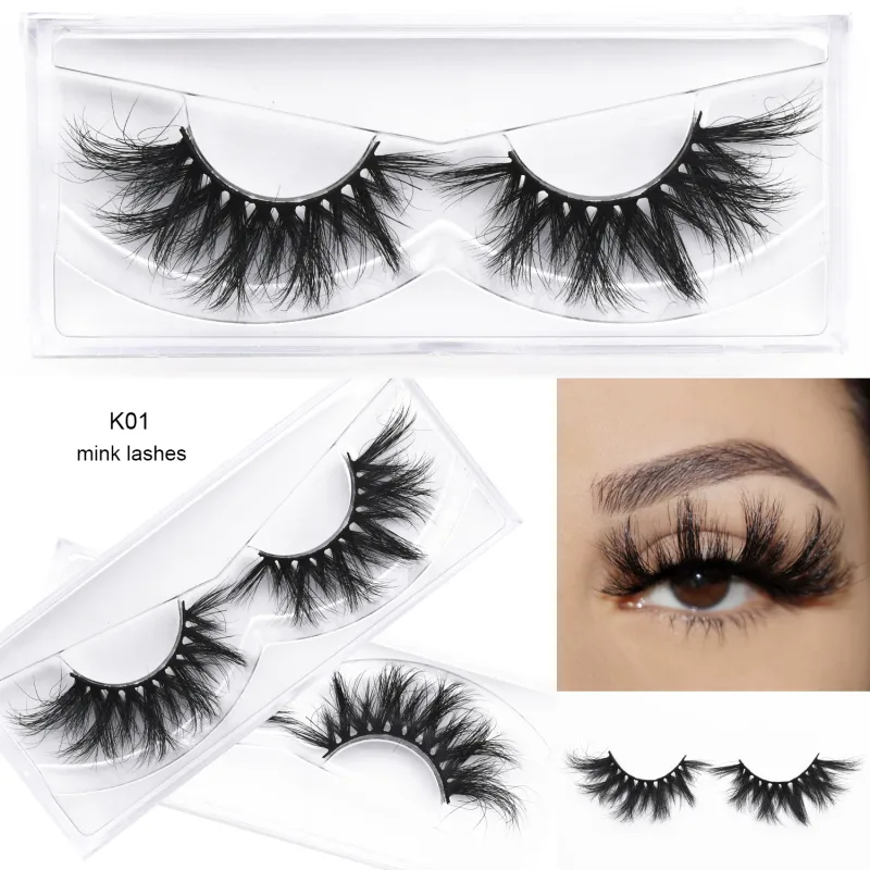 D20 réel vison cils Extension de cils naturel long ailé Volume cils à la main vison faux cils maquillage cils — image 7