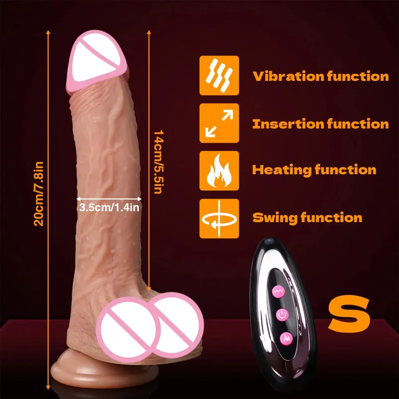 สมจริงDildo Telescopic VibratorอวัยวะเพศชายเทียมหญิงG-Spotนวดช่องคลอดBig Dickเพศของเล่นสำหรับผู้หญิง 18 +
