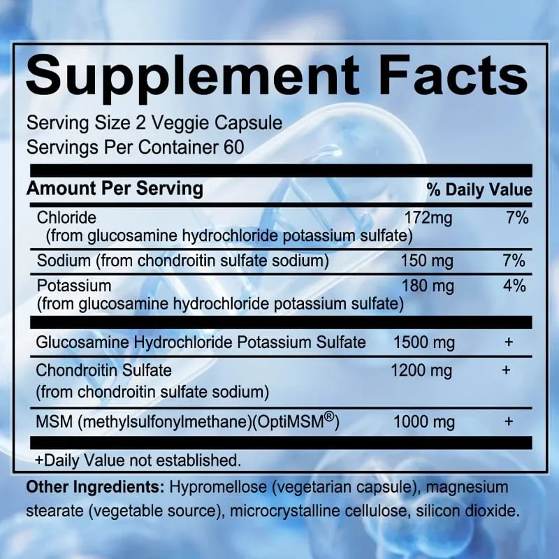 Glucosamine HCL Potassium Sulfate Chondroitin Sulfate Joint Support Helps with Joint Mobility Overall Health — image 6