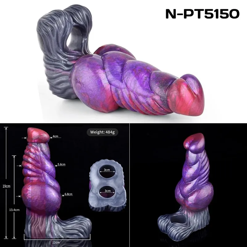 Multi-ประเภทเปิดแฟนตาซี Hollow Dildo ซิลิโคน Cock Sheath ชายอวัยวะเพศชาย Anti-DROP แหวนของเล่นสำหรับผู้ใหญ่ 18 + — image 10