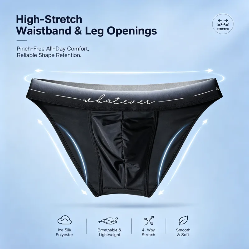 Hommes Glace Soie Coupe Haute Slip Imprimé Évacuant L'humidité Respirant Sous-Vêtements Athlétiques pour Bodybuilder Gym Usage Quotidien 1/3 Pièces Ensemble — image 5