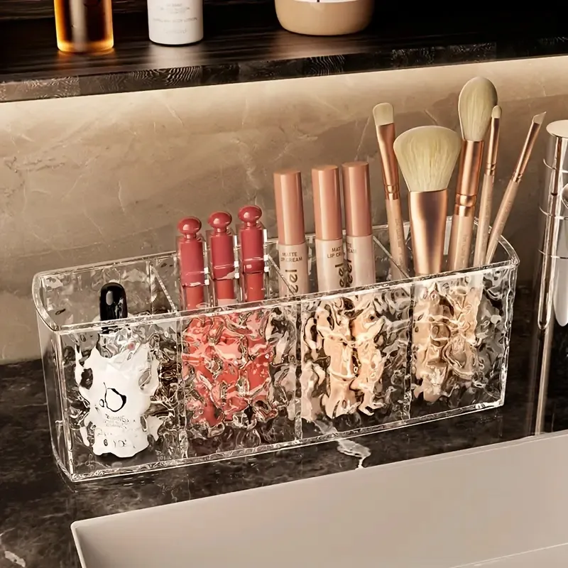 Boîte de rangement de maquillage cosmétique en acrylique à 4 trous, boîte de rangement transparente pour rouge à lèvres, pinceaux, crayon à sourcils, outils de maquillage de grande capacité — image 3