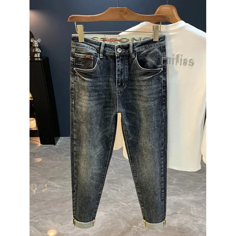 2025 nuovi jeans conici Micro Haren per pantaloni a gamba piccola allentati elastici casual alla moda autunno da uomo — image 6