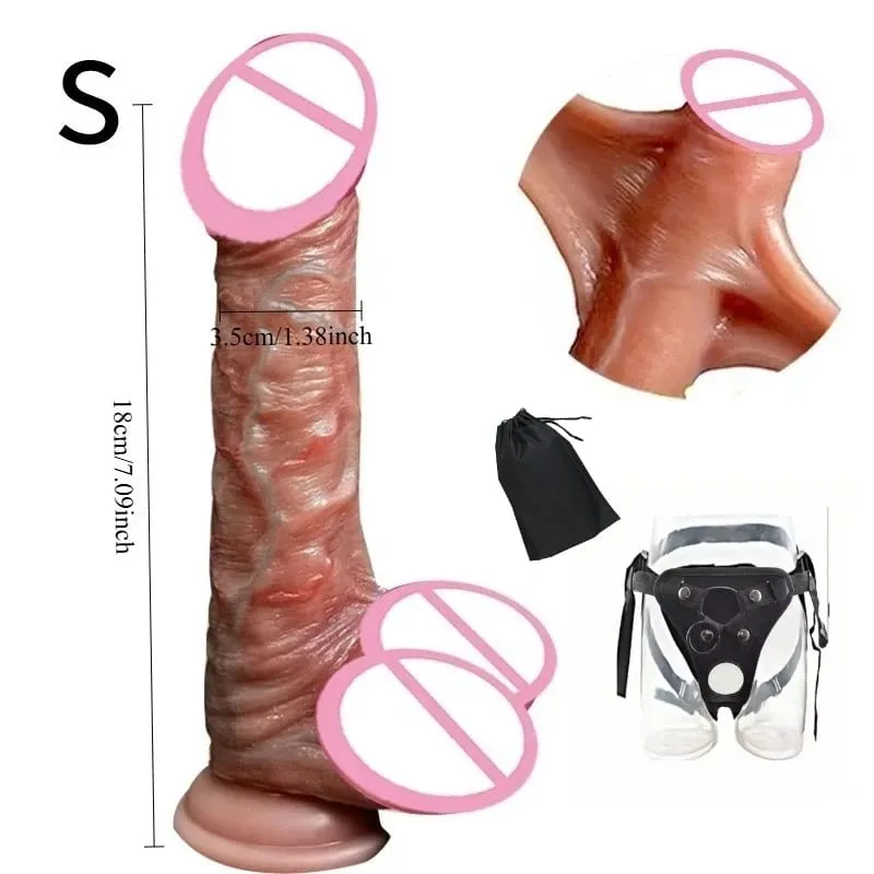 Strap indossabile su vibratori realistici per le donne Stimolazione della vagina del punto G Pene grande Butt Plug Masturbatori anali Prodotti Giocattoli del sesso — image 13