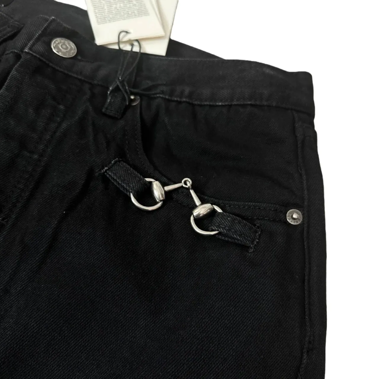 Reka bentuk butang retro gaya Amerika seluar jeans basuh musim bunga dan musim luruh pinggang tinggi longgar seluar jeans kaki lebar jalan tinggi untuk lelaki dan wanita — image 4