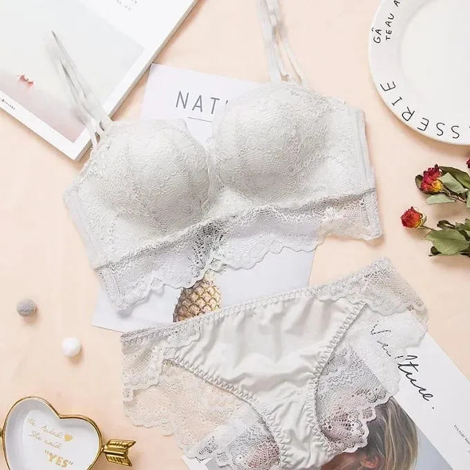 Set di lingerie sexy con reggiseno push up - Confortevole biancheria intima di pizzo senza fili, coppa per palmo per sollevamento 75°C/80°C/85°C — image 11
