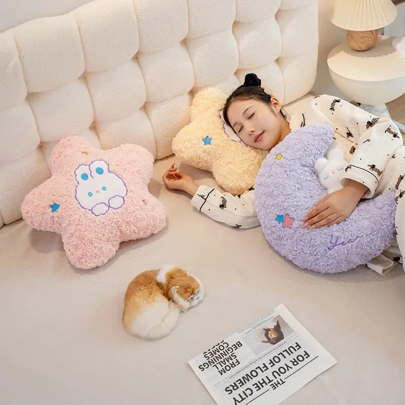 45cm Kawaii Kissen Kaninchen Cartoon Sterne Mond Kissen Kissen Kreative Glück Weiche Familie Plüsch Spielzeug Sofa Home Decor plüsch Kissen