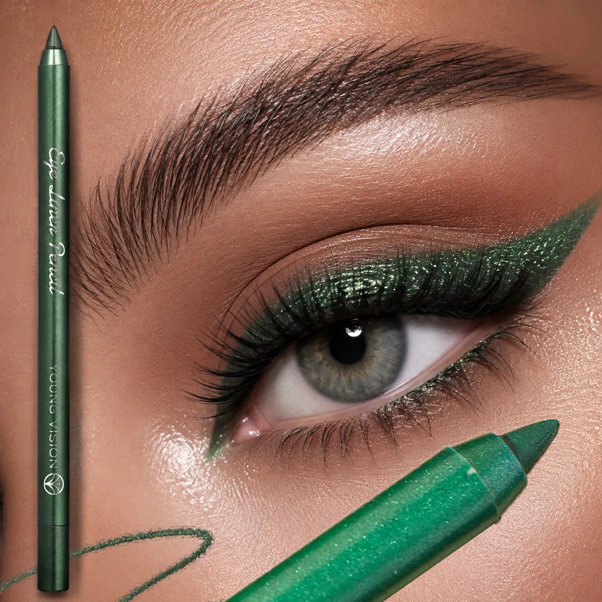 Wodoodporny perłowy niebiesko-zielony eyeliner w ołówku długotrwały metaliczny brokatowy eyeliner w żelu o wysokiej pigmentacji punkowy makijaż oczu — image 4