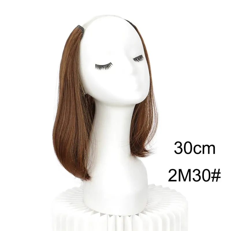 20/30cm Synthetic Short Straight Internal Buckle V-shaped Half Head Hair Extension Invisible Hairpiece for Women