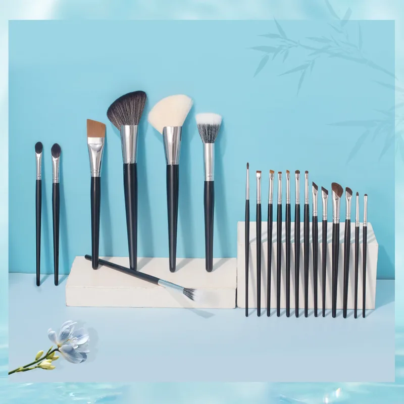 Ovw novos pincéis de maquiagem cabo preto macio macio sombra fundação corretivo mistura blush escova cosméticos ferramenta beleza — image 6