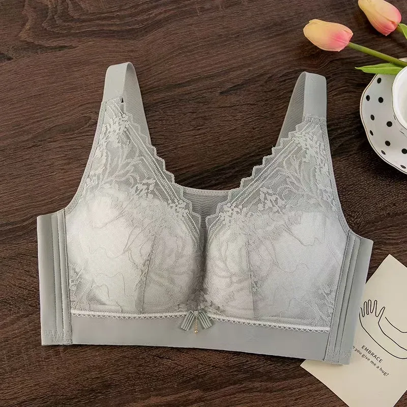 PLUS ขนาดผู้หญิง Bra บางไม่มีแหวนเหล็กสบาย Breathable Bras ชุดชั้นในปรับ Push Up ผู้หญิงเซ็กซี่ชุดชั้นใน Bra BCD ถ้วย — image 12