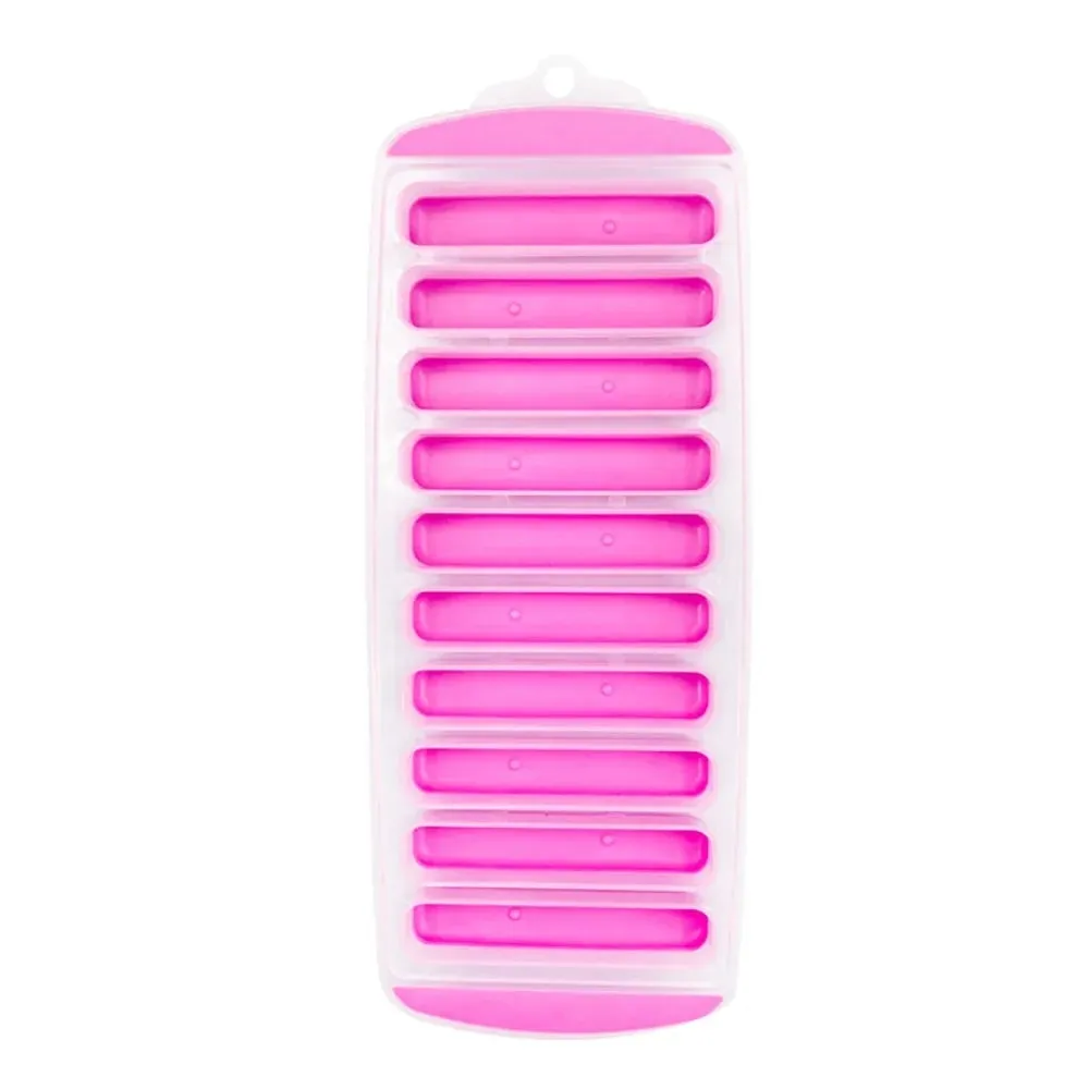 DIY 10 Holes Long Strip Ice Cube Mold with Lid Silicone Ice Cube Tray Homemade Ice Block Mold Cold Drink — image 7