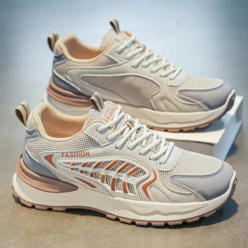 Lente Zomer Mannen Sneakers Ademend Mesh Casual Schoenen Platform Chunky Papa Schoeisel Lace Up Wandelschoenen