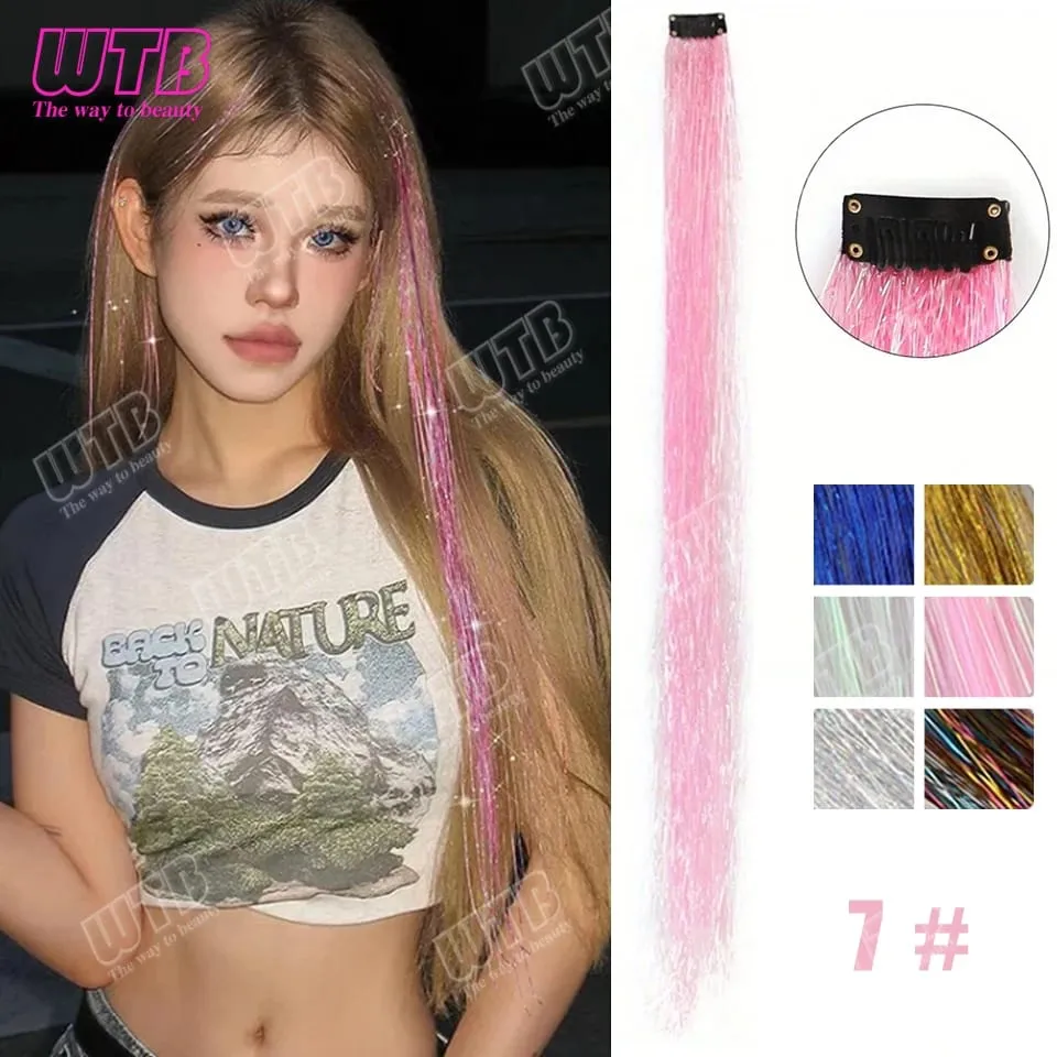 Multi-Color Glitter Synthetic Hair Extension Wig BB Clip Style Suitable for Women and Girls to Wear During Holidays and Events — image 22