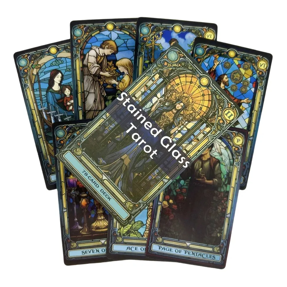 Carte dei Tarocchi in vetro Stanined Un mazzo da 78 per principianti Mazzo Oracle English Visions Divination Edition Borad Deck Giochi di gioco — image 4