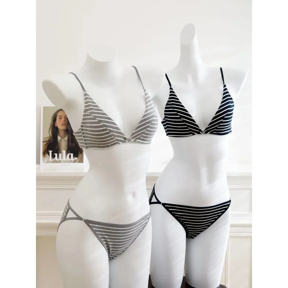 Kvinder Front lukning BH Sæt Sommer Tynd Let Bomuld Fransk Trekant Skål Rygløs Beauty Back Lingeri dragt til lille bryst S-XL — image 3