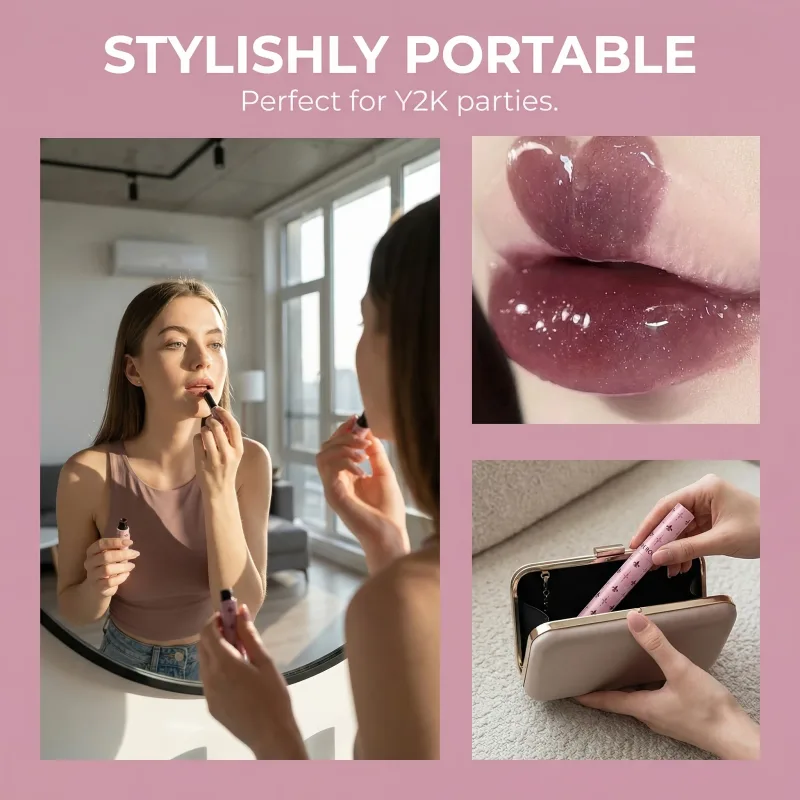 Herorange 1+1 Lip Set Hydrating Long Lasting Glitter Lip Makeup Portable Holiday Gift — image 2