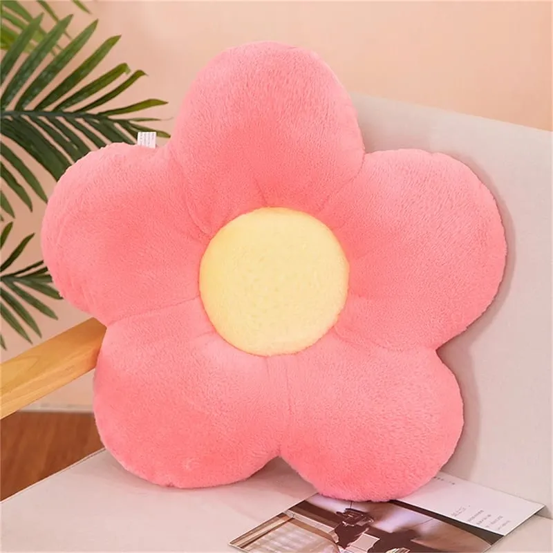 ปฏิบัติ 35 ซม. Kawaii ดอกไม้ที่มีสีสันหมอน Plush Cushion Soft Sunflower Plant Mat ตุ๊กตาโซฟาเตียง Sleeping Back Decor ของขวัญ