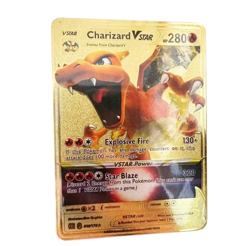 2025 NEU Pokemon Metallkarte 10000 Punkte Arceus Glurak Superkarte Golden English Mewtwo Vmax GX EX Anime Collection Cards Gif — image 15