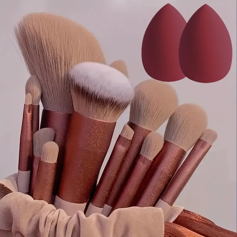 13 ชิ้น Soft Fluffy ชุดแปรงแต่งหน้าสำหรับเครื่องสำอางค์ Foundation Blush Powder อายแชโดว์ Kabuki ผสมฟองน้ำแต่งหน้าไข่ — image 1