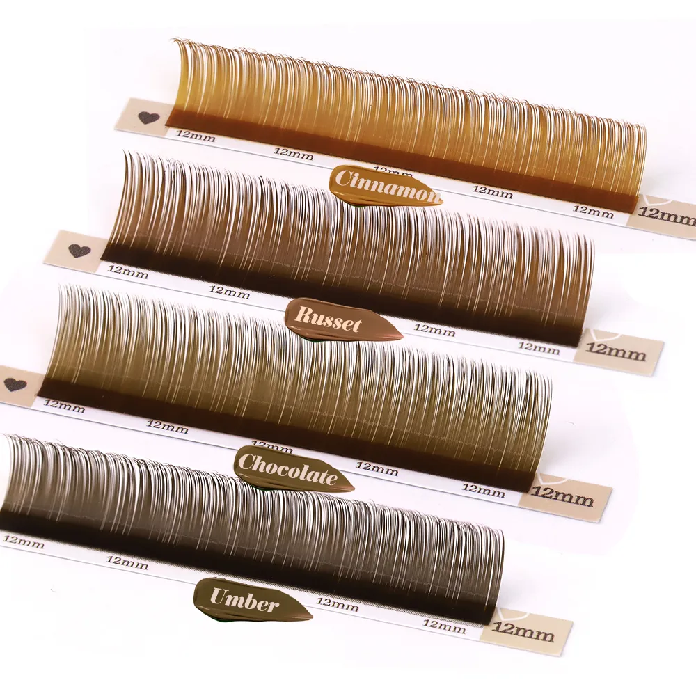 Pro 20 Rows Brown Collection Individuální prodloužení řas Russian Volume Lashes MIX7-15 Soft Mink Hnědé řasy Makeup — image 4