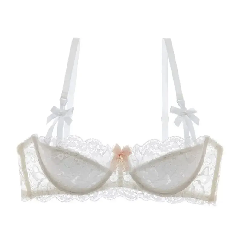 Franse Kant Half Cup Bh Set Strik Schouderriem Dunne Grote Buste Minimizer Pure Desire Lingerie Voor Tienermeisjes Dagelijkse Outfit — image 13