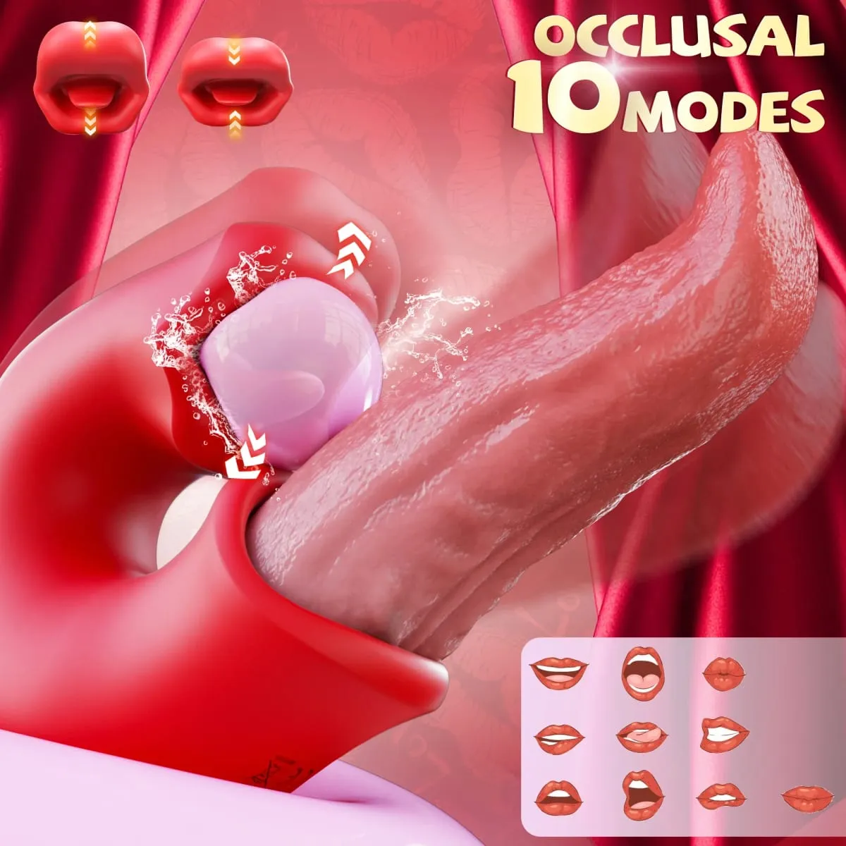 Vibrateurs de langue réalistes 3 en 1 pour femmes, gode d'occlusion et stimulateur de Clitoris oscillant, jouets sexuels pour adultes, masturbateur féminin — image 4