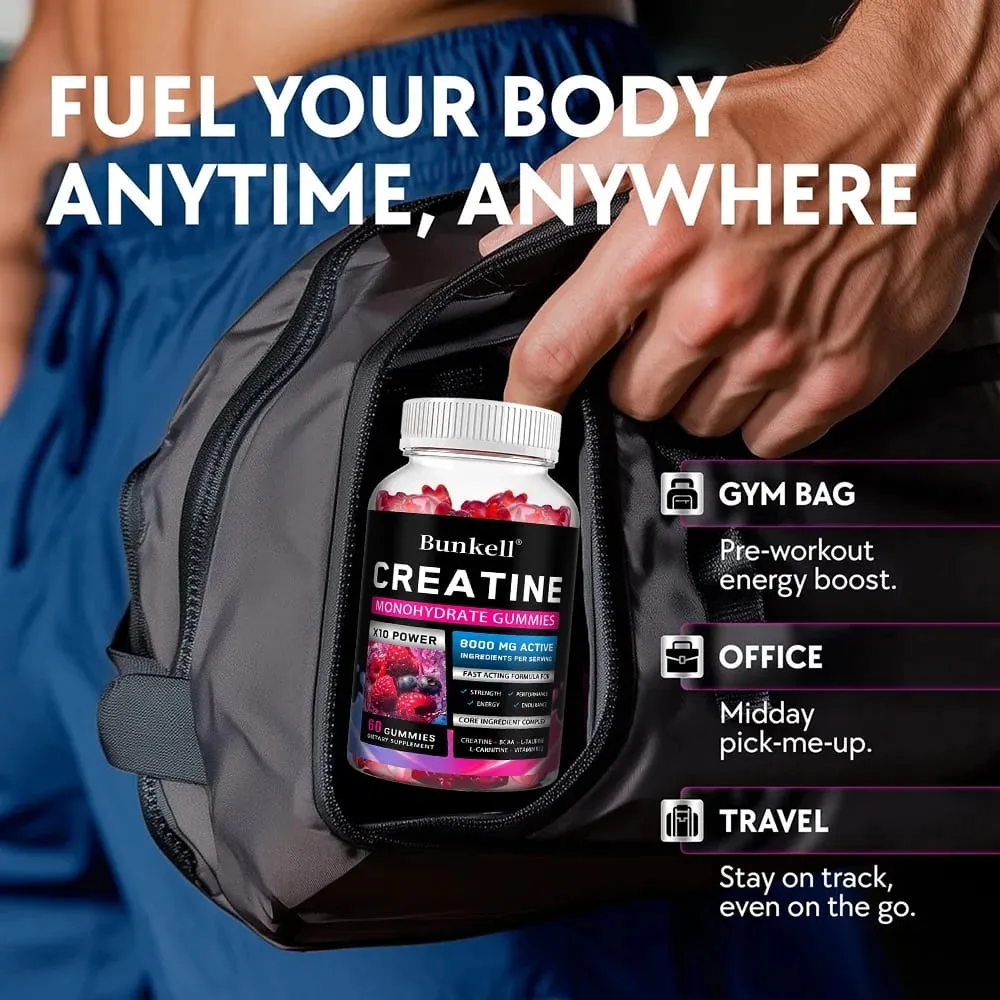 Creatine Monohydrate Gummies - 8000 Mg ก่อน/หลังออกกำลังกายฟิตเนสความแข็งแรงสร้างกล้ามเนื้อให้อาหารเสริมพลังงาน — image 3