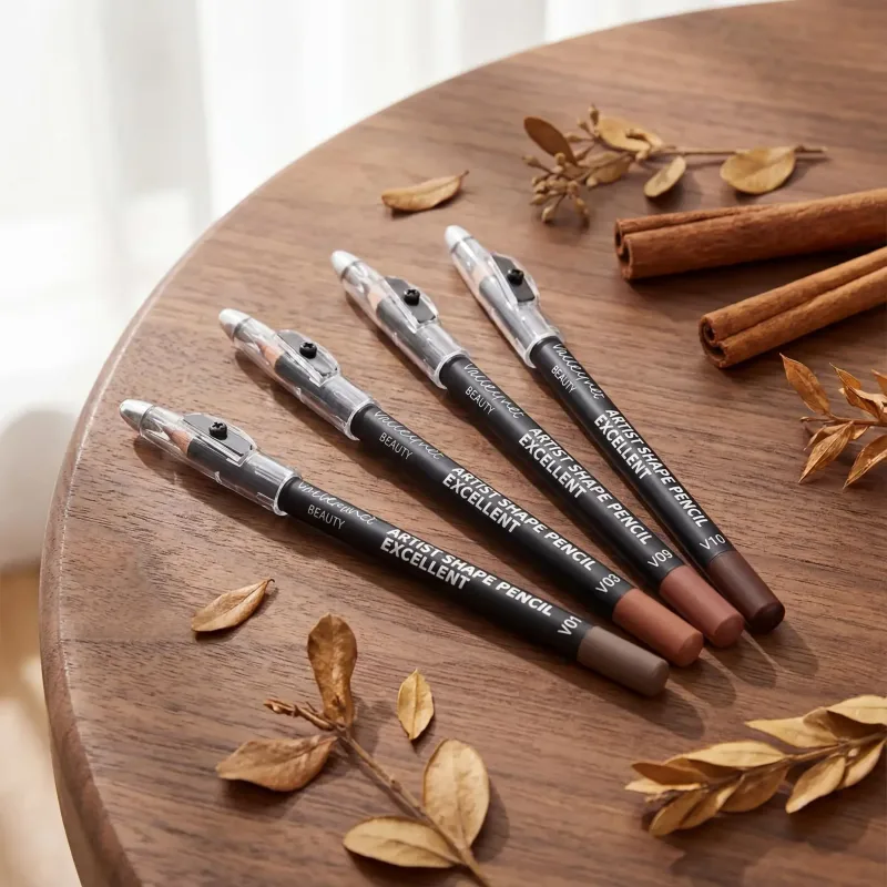 4 ชิ้น Brown Shades Lip Liner Set Matte Waterproof เข้ากันได้กับลิปกลอสและลิปสติกต่างๆ ขนาดกระเป๋าพกพา — image 7
