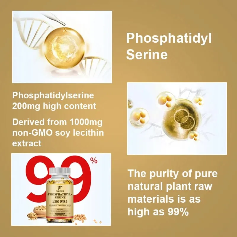 PhosphatidylSerine Capsules High Absorptions Supplement til støtte for hukommelsesfokus Kognitiv søvn og hjernesundhed — image 4