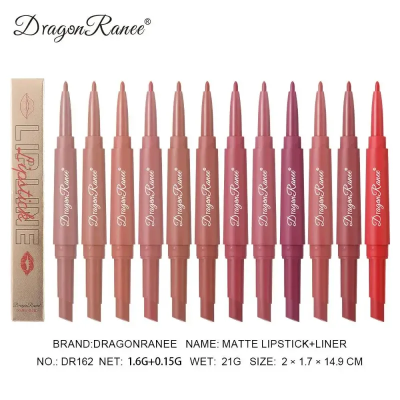 Double Head Matte Lip Liner Pencil 2 in 1 Long Lasting Waterproof Nude Red Lipstick Brighten Outline Makeup Stick — image 7