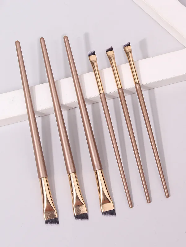 6 adet ince Eyeliner makyaj fırçası seti ince astar fırçaları profesyonel açılı kaş fırçası yüksek kaliteli kaş kontur makyaj aracı