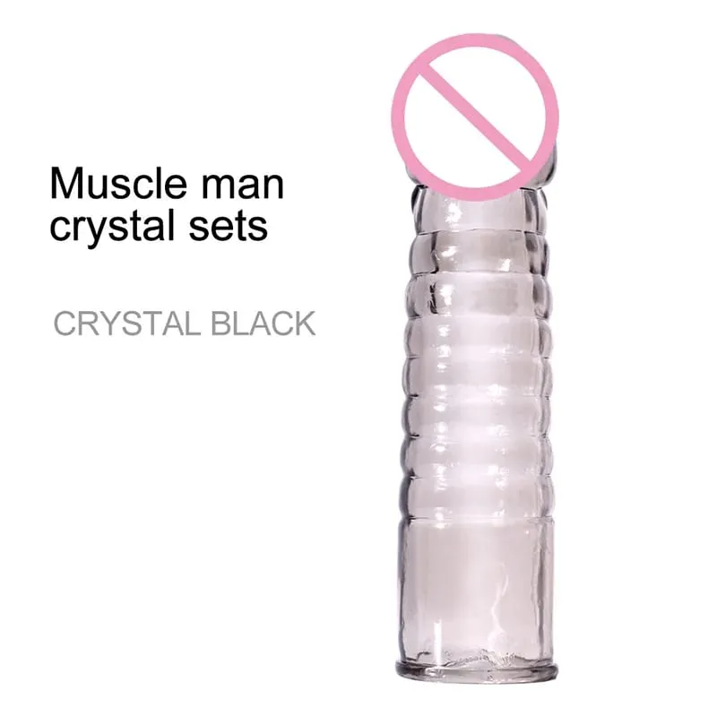 Extension de pénis anneaux de coq retarder l'éjaculation préservatifs de pénis réutilisables manchon de bite Silicone gland vagin masseur jouets sexuels pour hommes — image 9