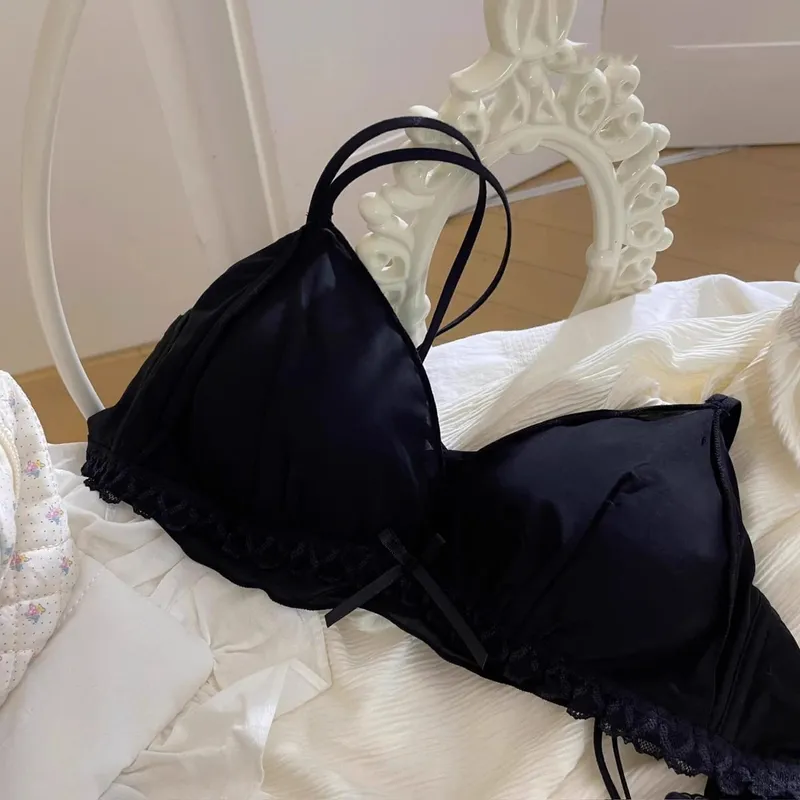 Lingerie femminile francese con coppe sottili, senza ferretto, seno piccolo, reggiseno dolce senza ferretto — image 6