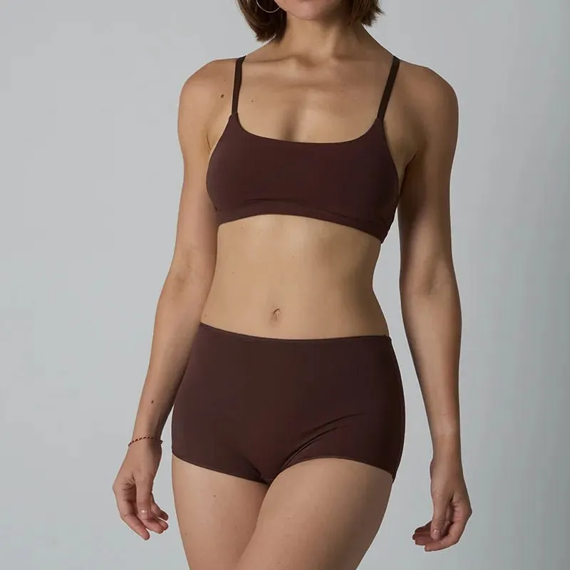 Set di bralette e pantaloncini da ragazzo senza ferretto in cotone - Set di due pezzi di lingerie in maglia a coste non imbottita