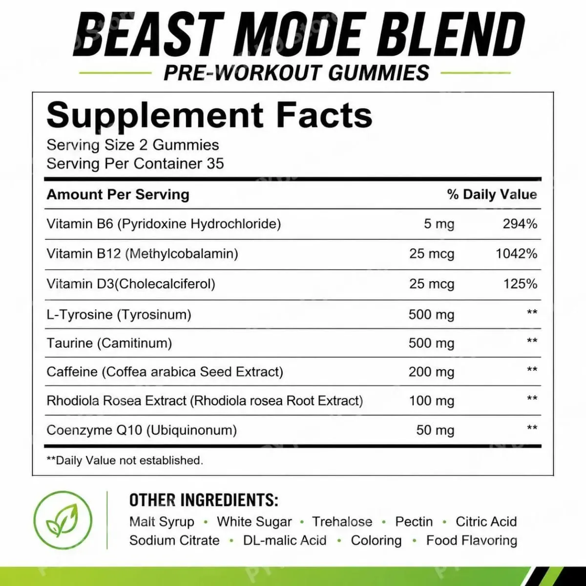 Docteat Beast Mode Blend Caramelle gommose pre-allenamento Supporto energetico e resistenza per allenamenti di forza e giornate attive in palestra 70 conteggi — image 6