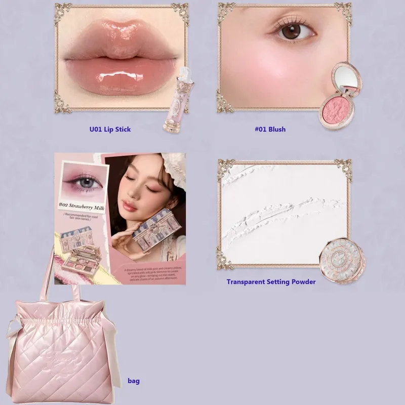 Flower Knows Knight Unicorn Complete Makeup Collection Shimmer Øjenskygge Silke Satin Blush Glaseret Læbestift Ansigt Skønhedsgavesæt — image 8