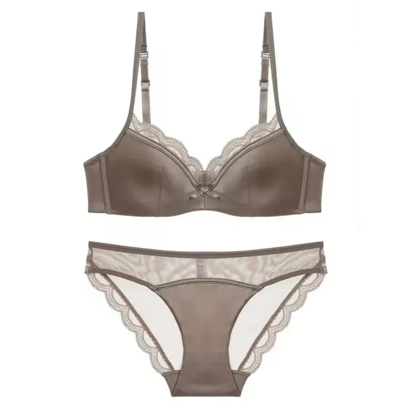 Intimo di pizzo francese femminile traspirante sezione sottile regolabile anti-cedimento confortevole pizzo sessuale seno piccolo reggiseno raccolto — image 2