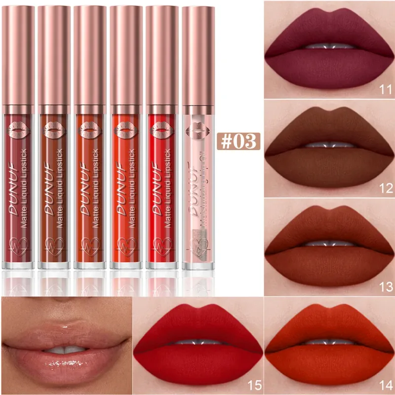 6 ชิ้น Velvet Matte Liquid ลิปสติกชุดกันน้ำ Long Lasting Nude Rose Red Lip Oil สำหรับความชื้นและ Shine — image 8