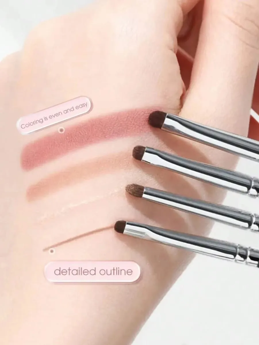 4-Piece Set Of Exquisite And Compact Eyeshadow Brushes Made Of Horsehair For Precise Blending; Eyeliner Brush; Concealer Brush — image 2